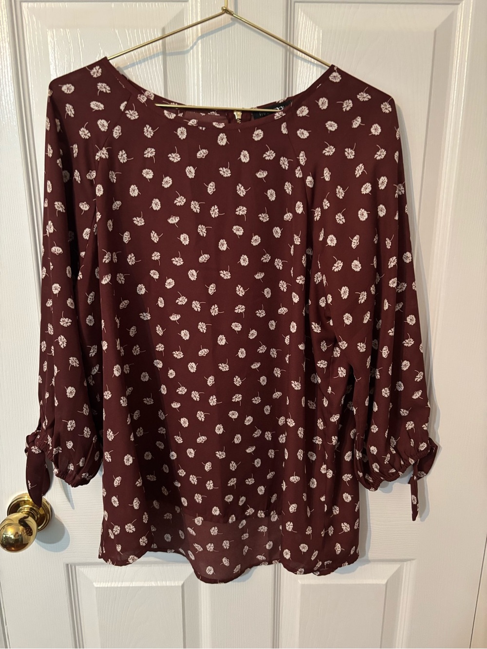 Papermoon chocolate, brown Floral Tie-Cuff Blouse